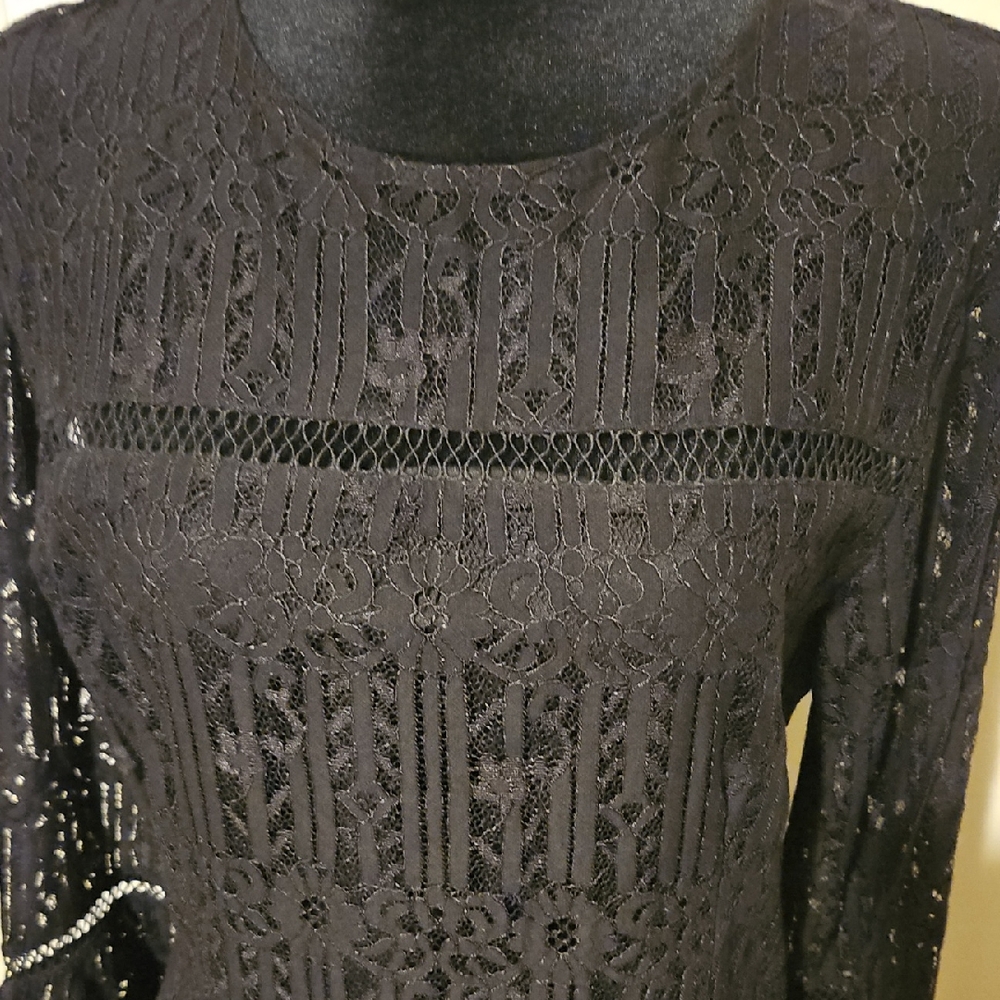 Chic Black Lace Long Sleeve Dress